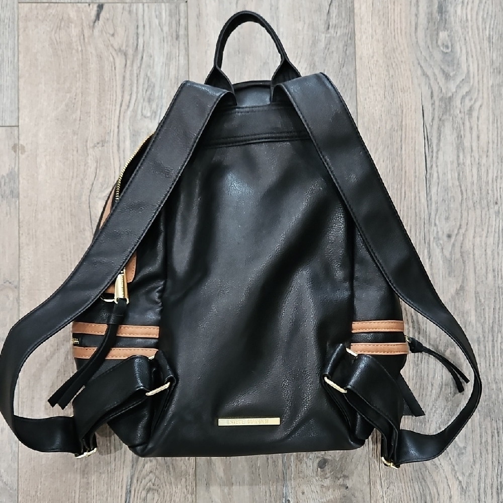 Steve Madden Leather Black and Tan Women's Backpack - Picture 5 of 12